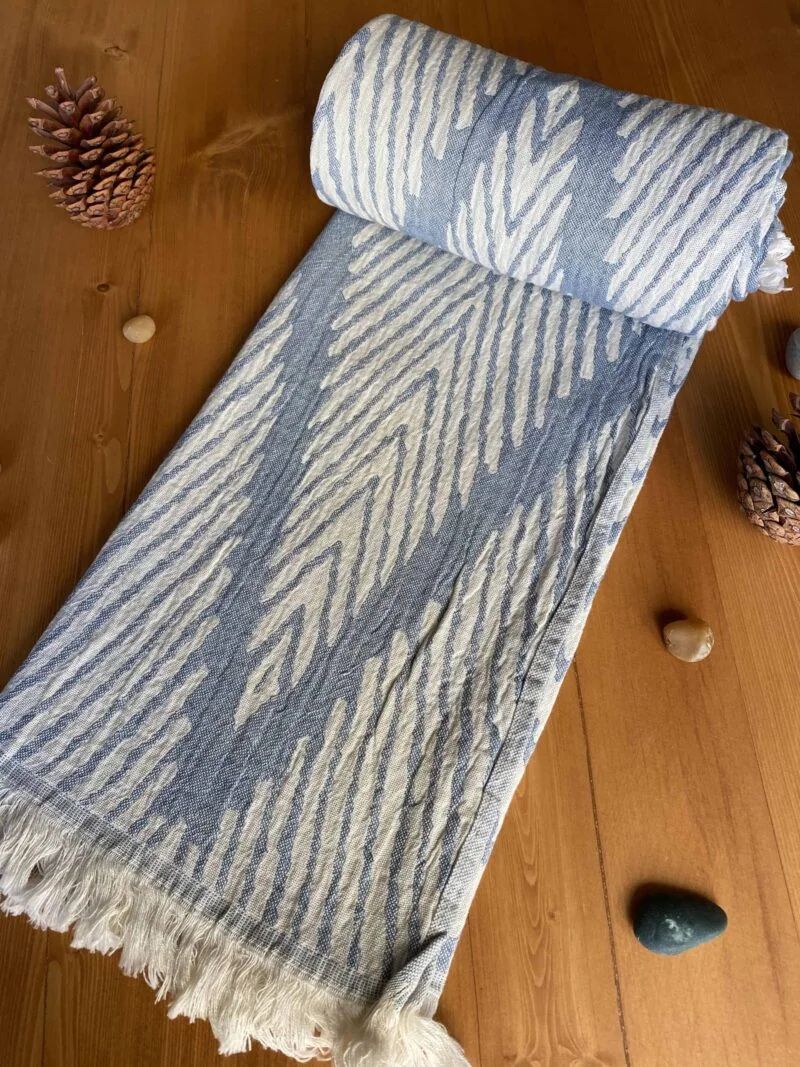Helsinki Turkish Towel - Dutch Blue, 100% Organic Cotton, Handmade, Bath Towel, Peshtemal, Sauna Towel, Beach Towel