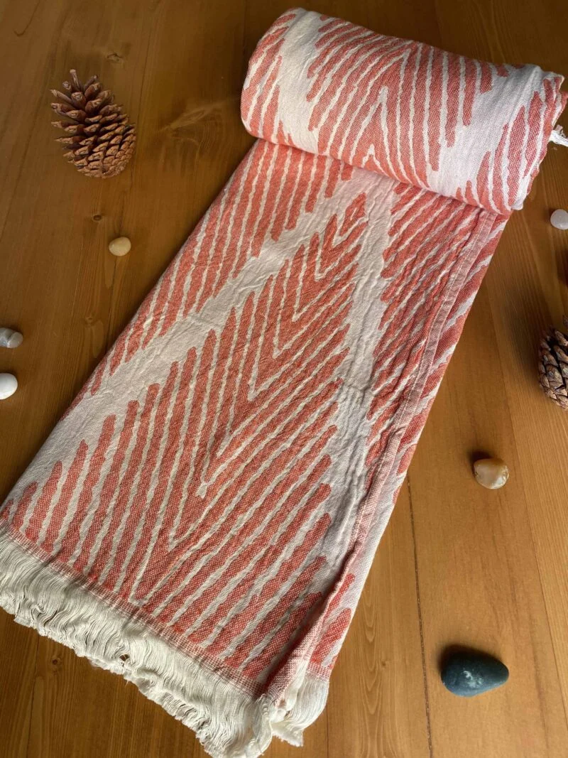 Helsinki Turkish Towel - Orange, 100% Organic Cotton, Handmade, Bath Towel, Peshtemal, Sauna Towel, Beach Towel