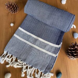 Ibiza Turkish Towel - Blue, 100% Organic Cotton, Handmade, Bath Towel, Peshtemal, Sauna Towel, Beach Towel