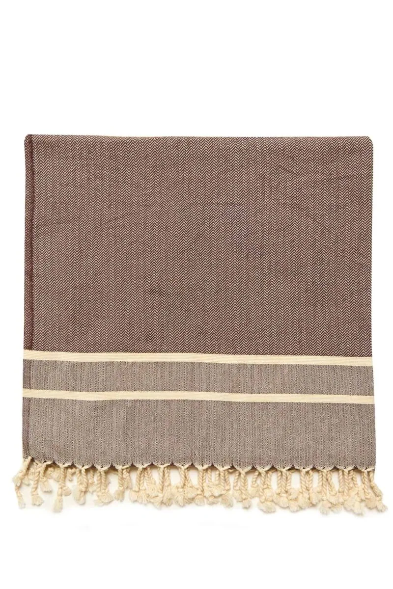Ibiza Turkish Towel - Brown, 100% Organic Cotton, Handmade, Bath Towel, Peshtemal, Sauna Towel, Beach Towel
