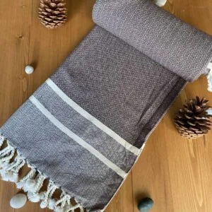 Ibiza Turkish Towel - Brown, 100% Organic Cotton, Handmade, Bath Towel, Peshtemal, Sauna Towel, Beach Towel