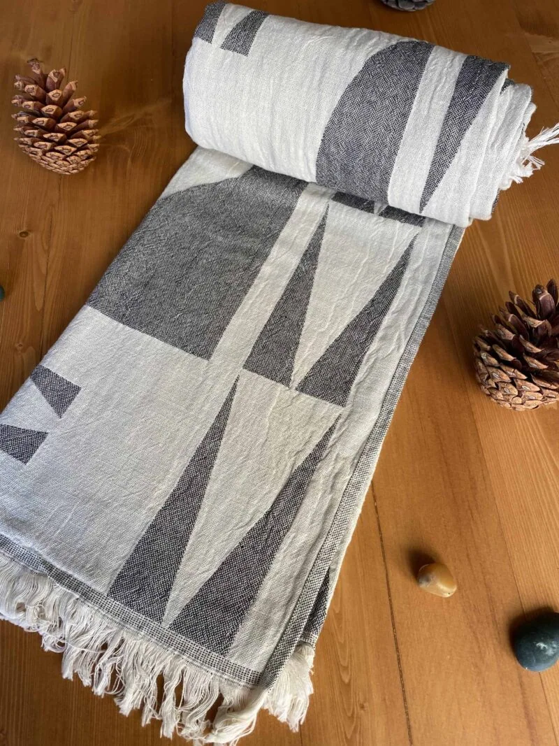 Monaco Turkish Towel - Black, 100% Organic Cotton, Handmade, Bath Towel, Peshtemal, Sauna Towel, Beach Towel