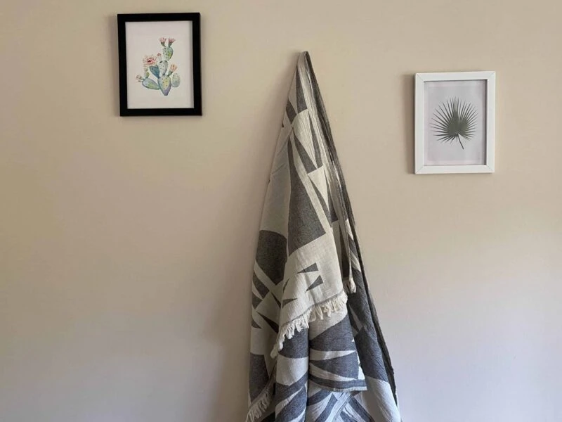 Monaco Turkish Towel - Black, 100% Organic Cotton, Handmade, Bath Towel, Peshtemal, Sauna Towel, Beach Towel