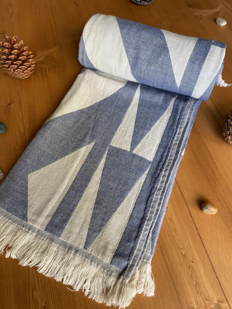 Coral Hand Printed Turkish Towel - Light Blue, 100% Organic Cotton,  Handmade, Bath Towel, Peshtemal, Sauna Towel, Beach Towel - Shop of Turkey  - Buy