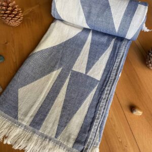 Monaco Turkish Towel - Blue, 100% Organic Cotton, Handmade, Bath Towel, Peshtemal, Sauna Towel, Beach Towel