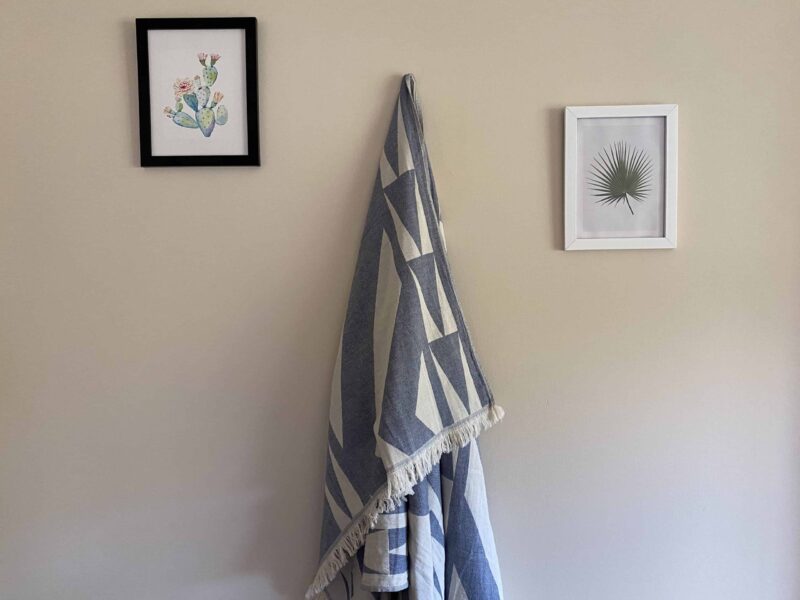 Monaco Turkish Towel - Blue, 100% Organic Cotton, Handmade, Bath Towel, Peshtemal, Sauna Towel, Beach Towel