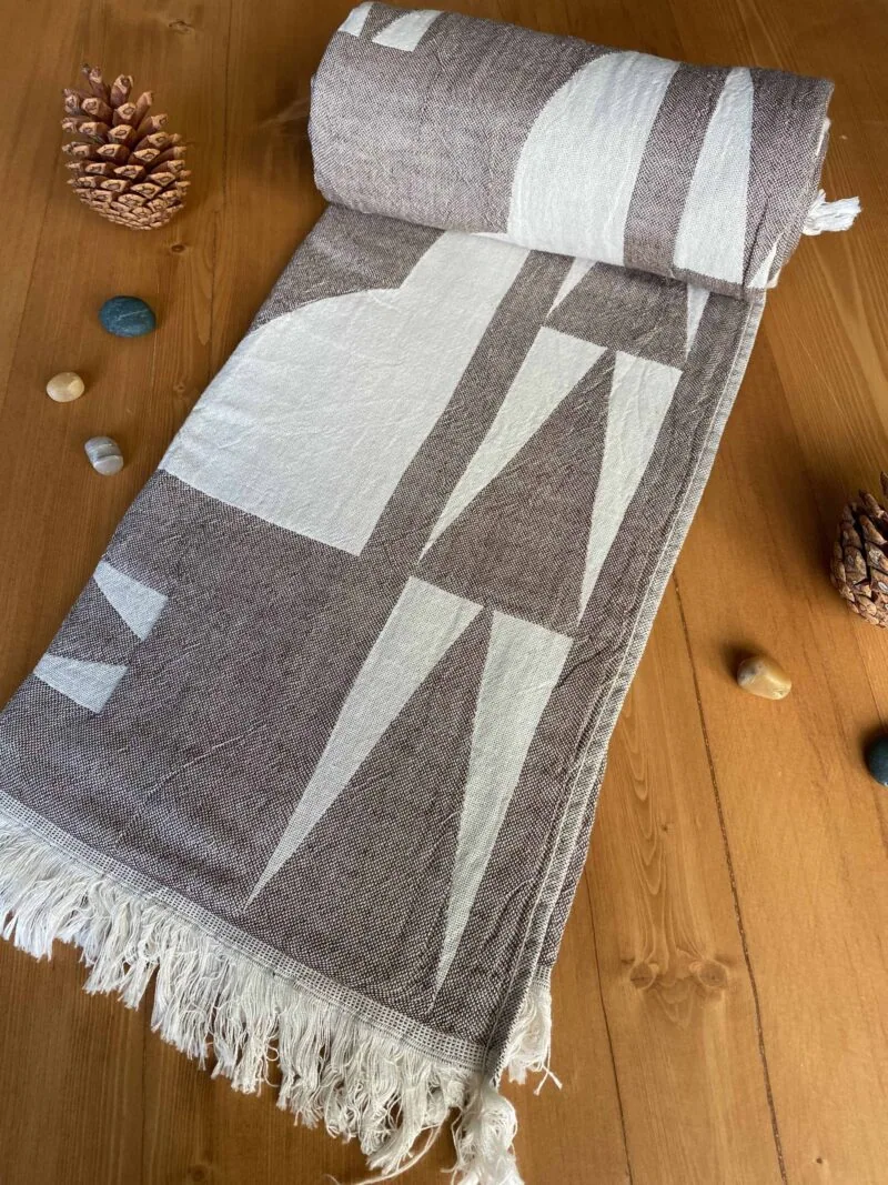 Monaco Turkish Towel - Brown, 100% Organic Cotton, Handmade, Bath Towel, Peshtemal, Sauna Towel, Beach Towel