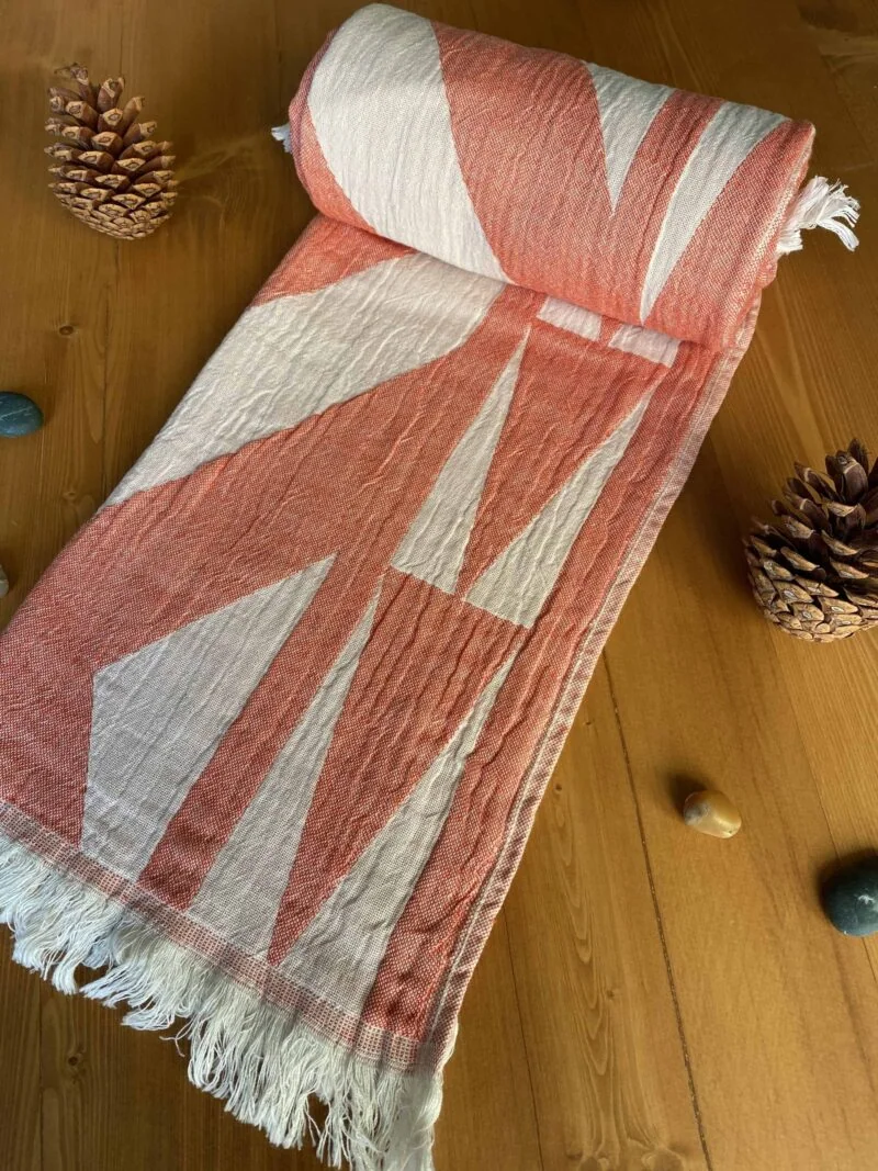 Monaco Turkish Towel - Orange, 100% Organic Cotton, Handmade, Bath Towel, Peshtemal, Sauna Towel, Beach Towel
