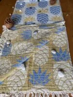 Pineapple Turkish Towel - Light Blue, 100% Organic Cotton, Handmade, Bath Towel, Peshtemal, Sauna Towel, Beach Towel