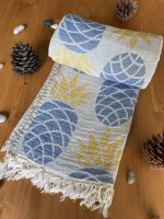 Pineapple Turkish Towel - Light Blue, 100% Organic Cotton, Handmade, Bath Towel, Peshtemal, Sauna Towel, Beach Towel