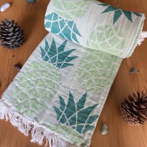 Pineapple Turkish Towel - Seafoam Green, 100% Organic Cotton, Handmade, Bath Towel, Peshtemal, Sauna Towel, Beach Towel