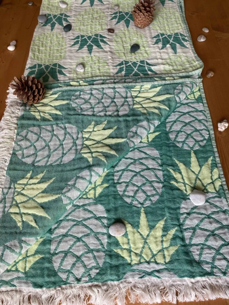 Pineapple Turkish Towel - Seafoam Green, 100% Organic Cotton, Handmade, Bath Towel, Peshtemal, Sauna Towel, Beach Towel