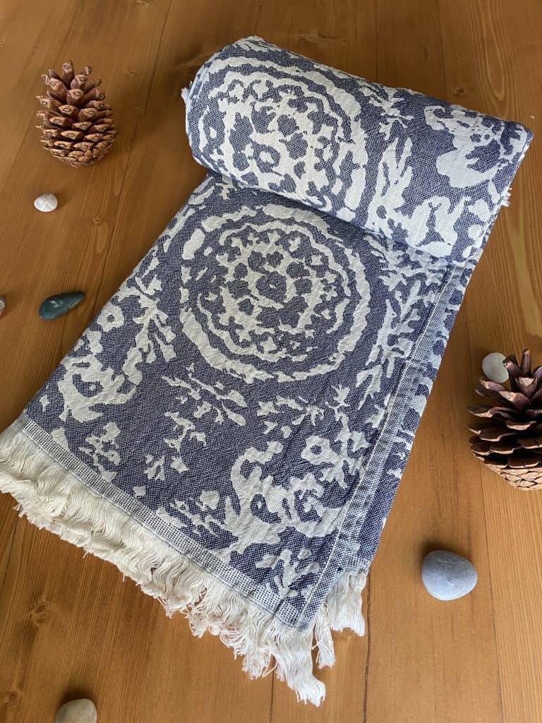 San Diego Turkish Towel - Blue, 100% Organic Cotton, Handmade, Bath ...