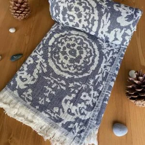 San Diego Turkish Towel - Blue, 100% Organic Cotton, Handmade, Bath Towel, Peshtemal, Sauna Towel, Beach Towel