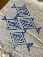 Santorini Turkish Towel - Hand Printed Blue Fish, 100% Organic Cotton, Handmade, Bath Towel, Peshtemal, Sauna Towel, Beach Towel