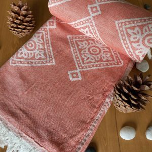Sydney Turkish Towel - Orange, 100% Organic Cotton, Handmade, Bath Towel, Peshtemal, Sauna Towel, Beach Towel
