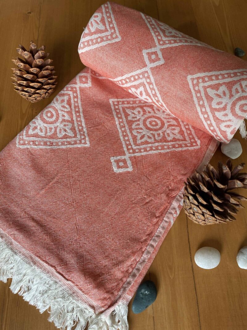 Sydney Turkish Towel - Orange, 100% Organic Cotton, Handmade, Bath Towel, Peshtemal, Sauna Towel, Beach Towel