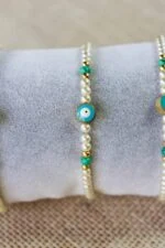 Turquoise Evil Eye Pearl Bracelet