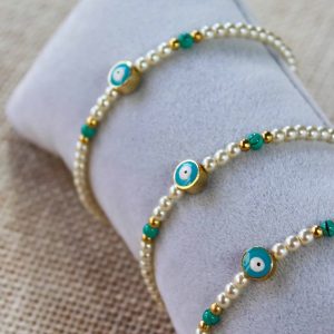Turquoise Evil Eye Pearl Bracelet