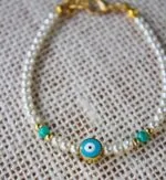 Turquoise Evil Eye Pearl Bracelet