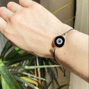 Black Evil Eye Golden Adjustable Bracelet
