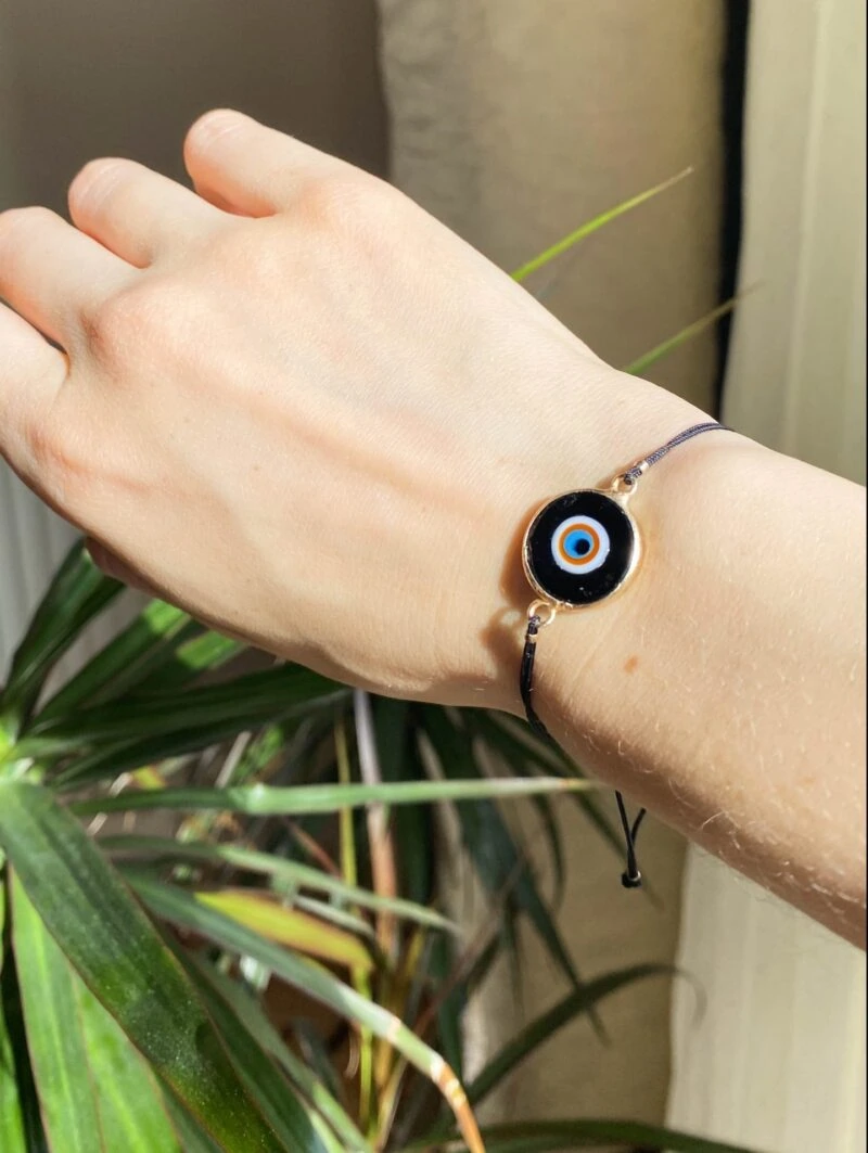 Black Evil Eye Golden Adjustable Bracelet