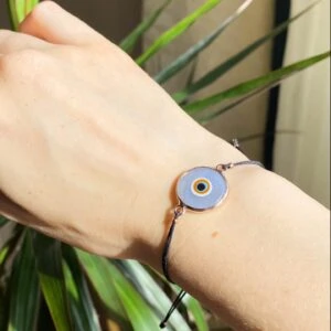 Gray Evil Eye Golden Adjustable Bracelet