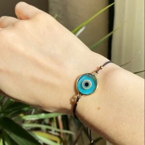 Green Evil Eye Golden Adjustable Bracelet