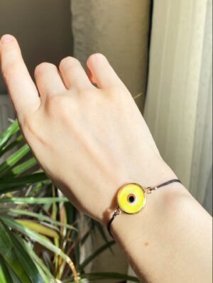 Yellow Evil Eye Golden Adjustable Bracelet