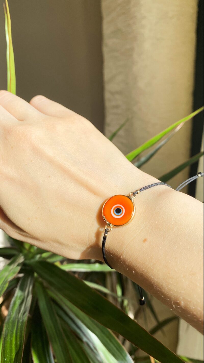 Orange Evil Eye Golden Adjustable Bracelet