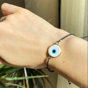 White Evil Eye Golden Adjustable Bracelet
