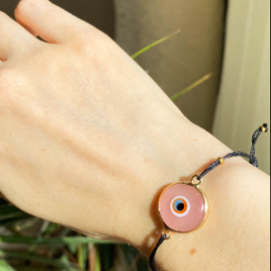 Pink Evil Eye Golden Adjustable Bracelet