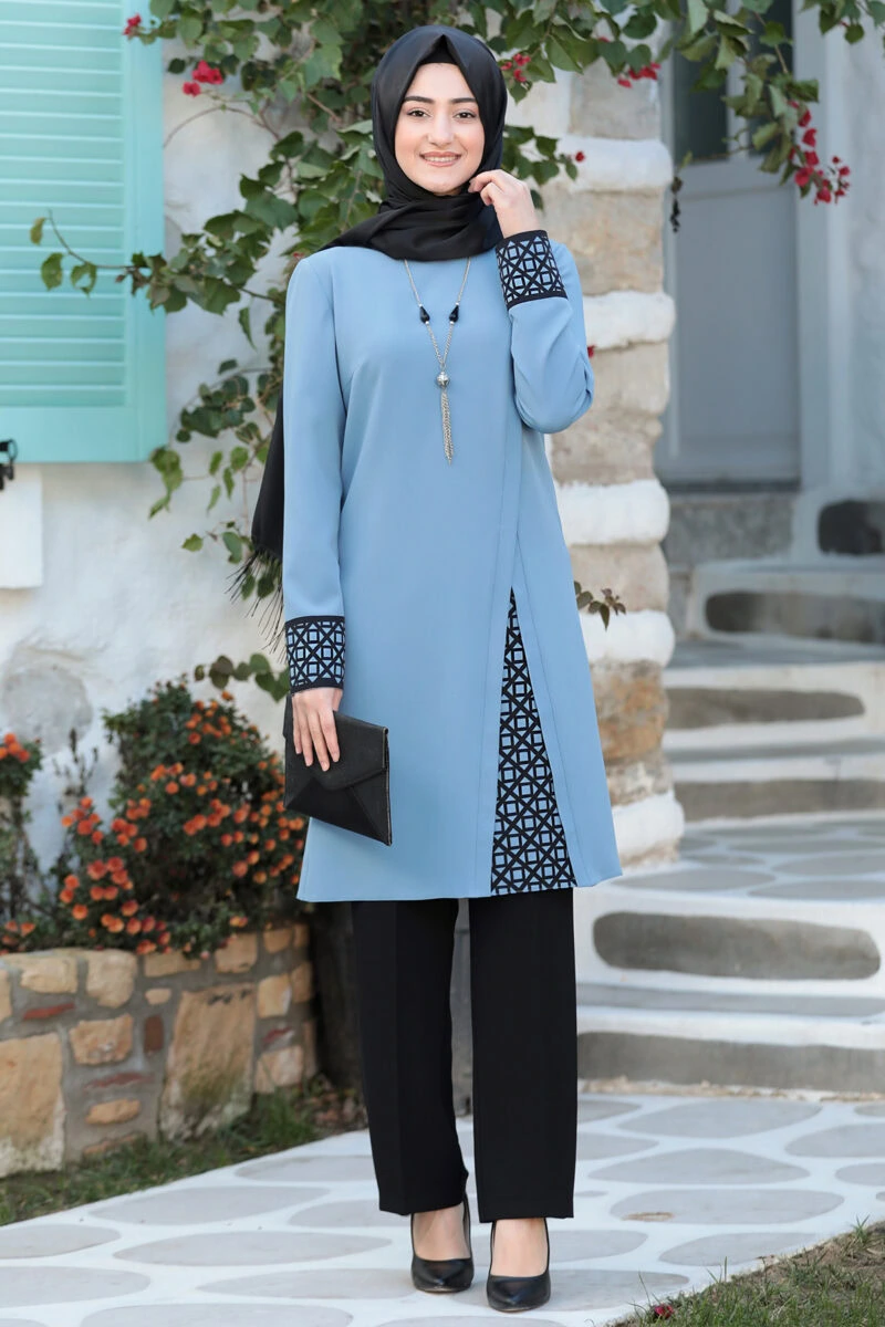 Blue - Crew neck - Evening Suit - Unlined - Muslim clothes