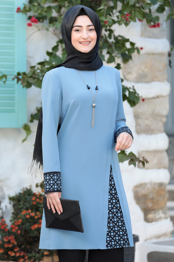 Blue - Crew neck - Evening Suit - Unlined - Muslim clothes
