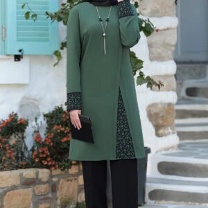 Khaki - Crew neck - Evening Suit - Unlined - Cheap Hijab Dress Wholesale Turkey