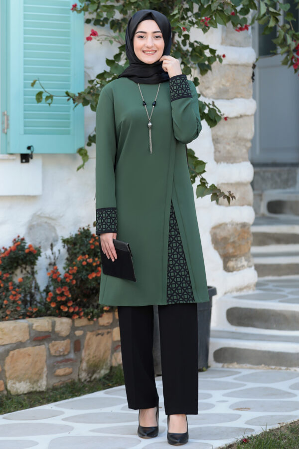 Khaki - Crew neck - Evening Suit - Unlined - Cheap Hijab Dress Wholesale Turkey