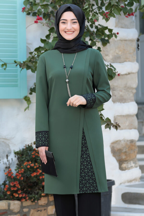 Khaki - Crew neck - Evening Suit - Unlined - Cheap Hijab Dress Wholesale Turkey