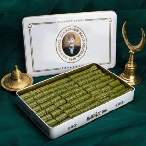 100% Pistachio Roll Baklava from Turkey - XL Metal Box