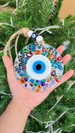 Colorful Evil Eye Wall Hanging Art with Special Glass Design Protection Charm