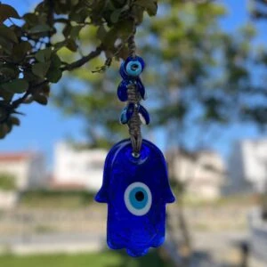 Blue Evil Eye Hamsa Hand with Small Nazar Eyes