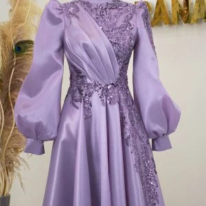 Balloon Sleeve Embroidered Evening Dress Prom Dress Islamic Cloth