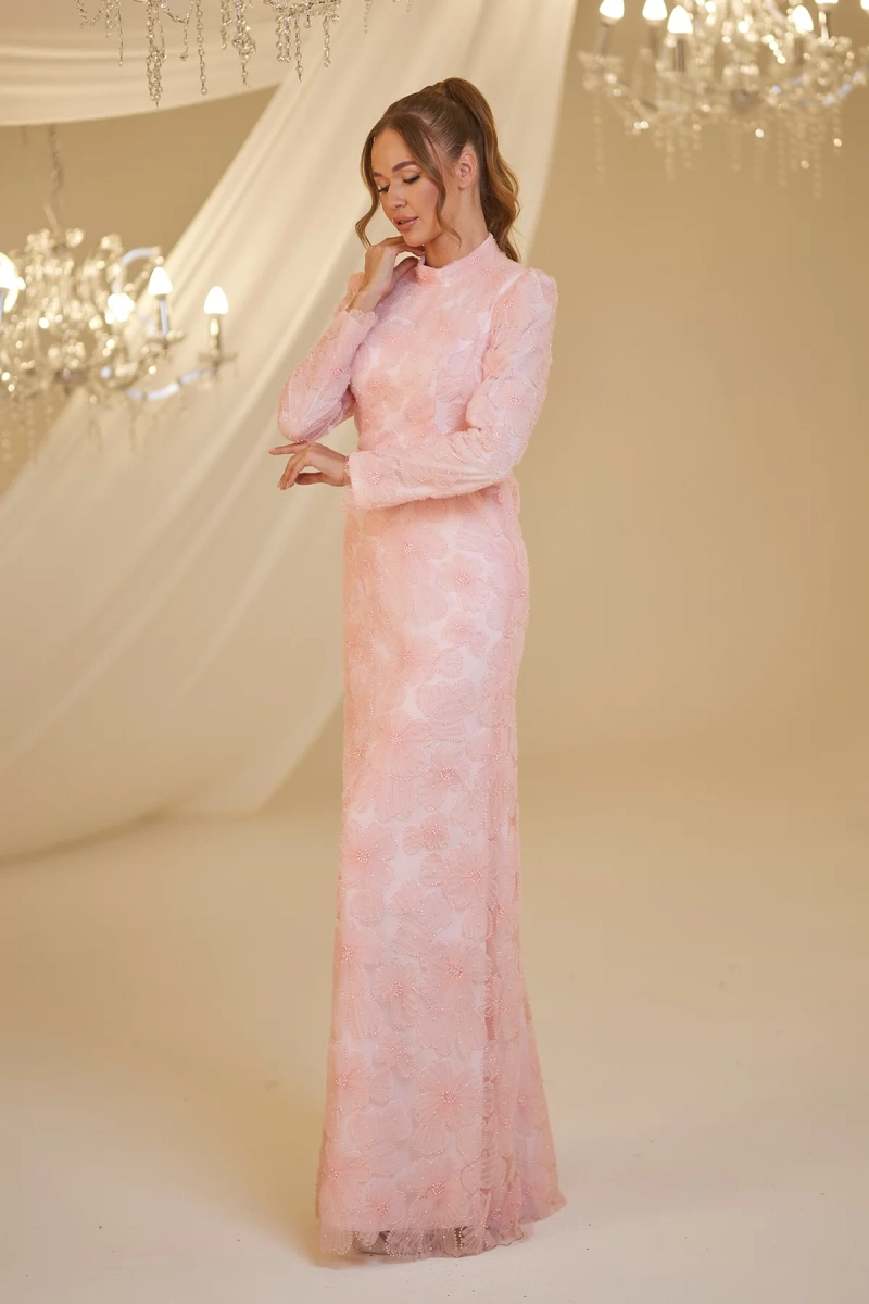 Floral Embroidered Modest Evening Dress – 2025 - Shop of Turkey