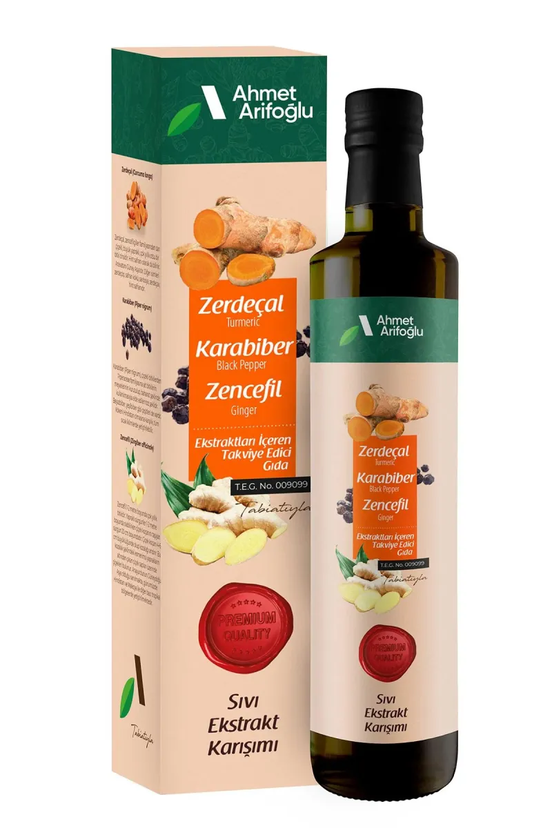 Ahmet Arifoğlu Turmeric Black Pepper Ginger Liquid Extract 225ml - Arifoğlu