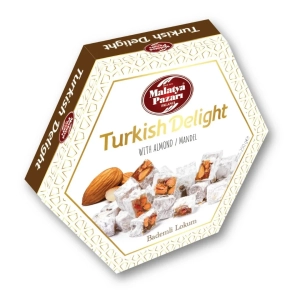 Almond Turkish Delight 250 g Hexagonal Box - Malatya Pazarı