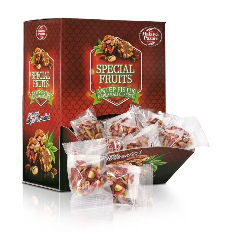 Cezerye with Pistachio Coating Atom Single Box (50 Pieces) - Malatya Pazarı