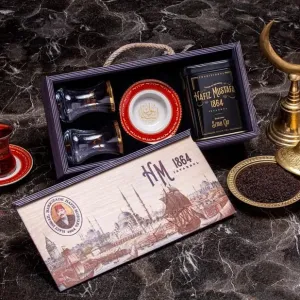 HM 1864 Wooden Box Turkish Tea Set - Hafız Mustafa