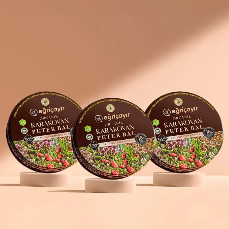 Karakovan Honeycomb Honey, Organic Certified TA16+ 3 x 1.2kg - Eğriçayır