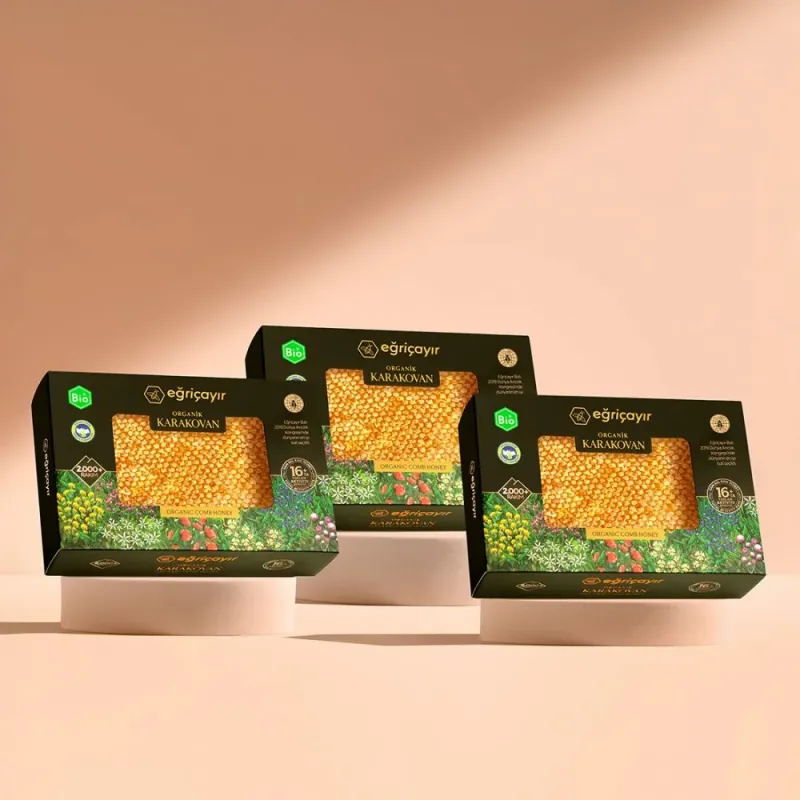 Karakovan Honeycomb Honey, Organic Certified TA16+ 3 x 400g - Eğriçayır
