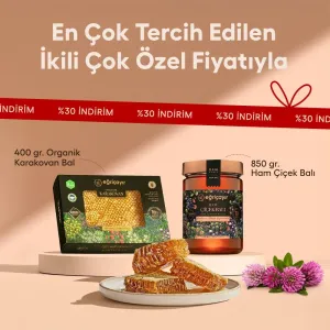 Raw Blossom Honey + Organic Honeycomb Honey Piece - Eğriçayır