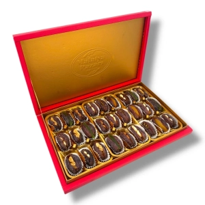 Red Box with Handle Mixed Date Stuffed 600 g - Malatya Pazarı